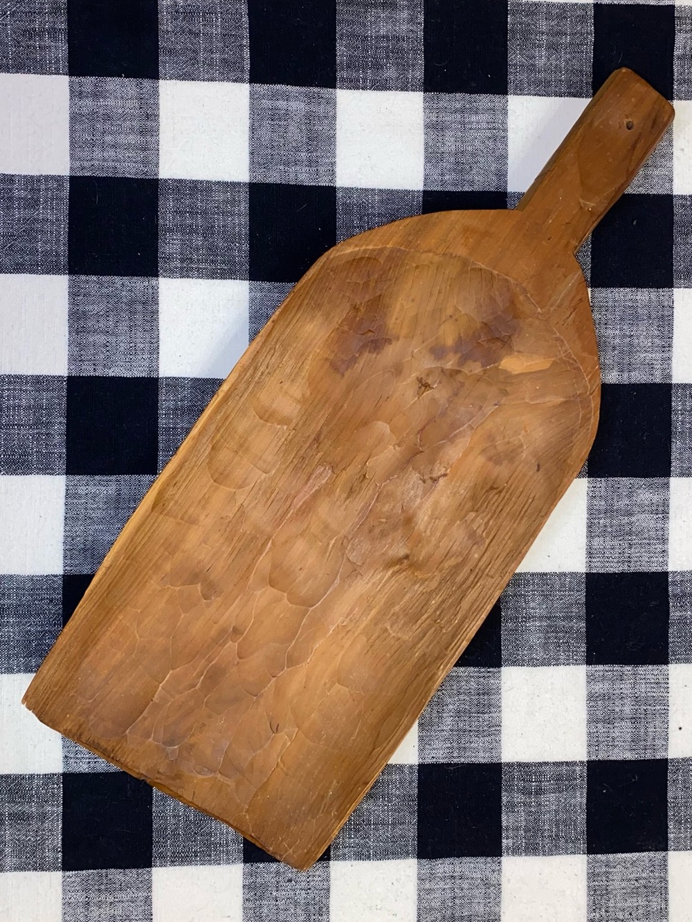 PRIMITIVE HAND-CARVED Wooden Dough Board Bread Paddle Scoop 16”x 6-1/2”x 2”